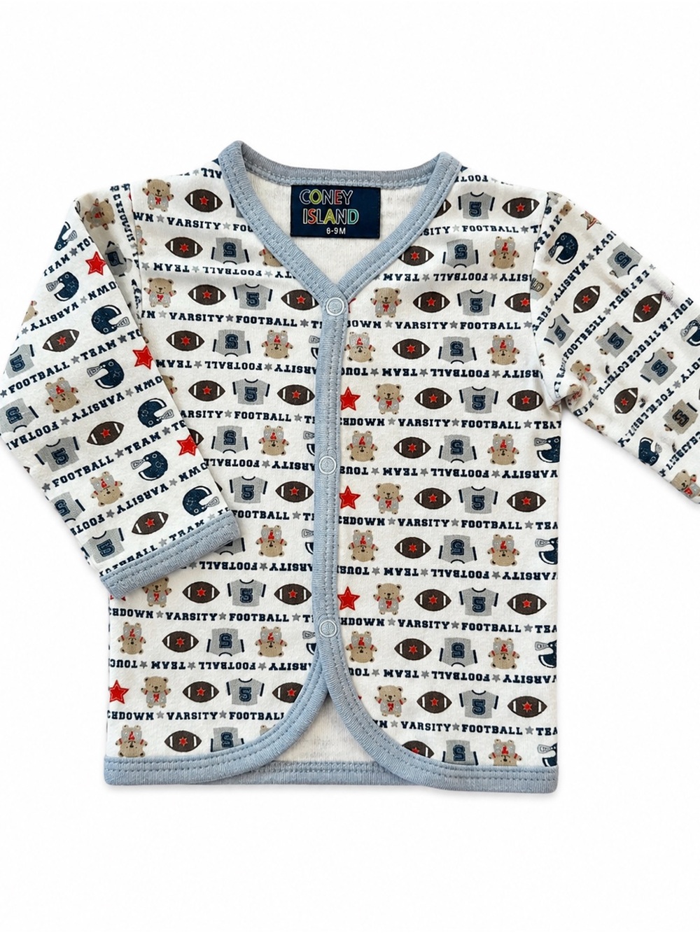 Coney Island Cream Football-Print Button Front Top - Infant